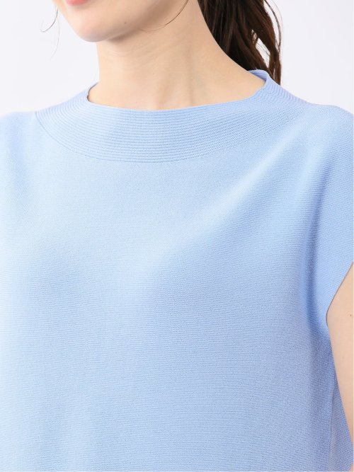 快適機能 無縫製ガーター フレンチ袖 クルーニット