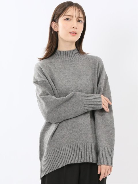 ウォッシャブル バックスリット ハイネックニットプルオーバー