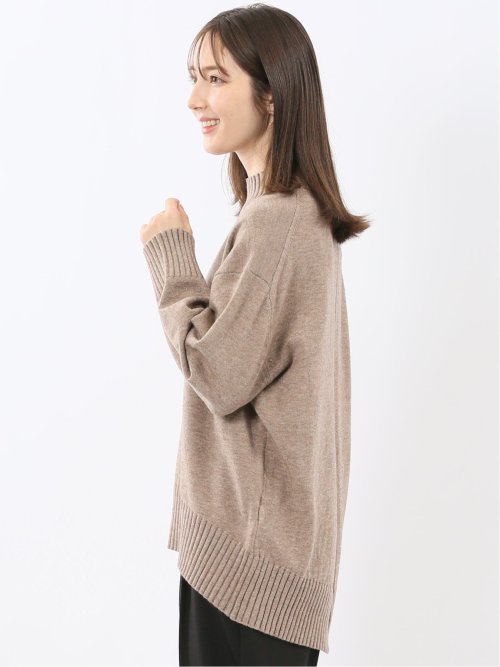 ウォッシャブル バックスリット ハイネックニットプルオーバー