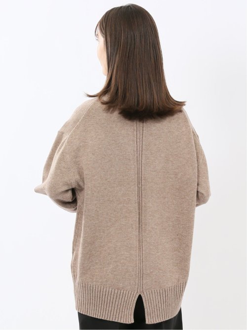 ウォッシャブル バックスリット ハイネックニットプルオーバー