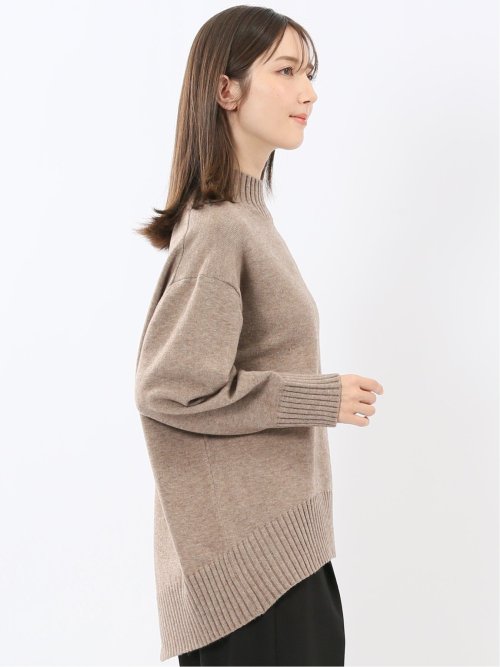 ウォッシャブル バックスリット ハイネックニットプルオーバー