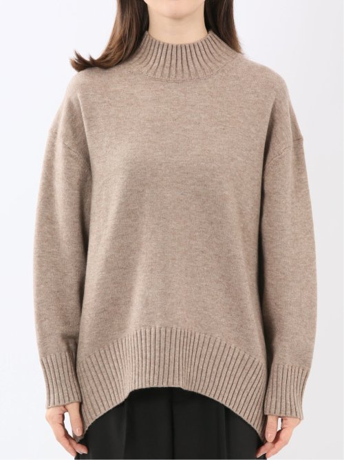 ウォッシャブル バックスリット ハイネックニットプルオーバー