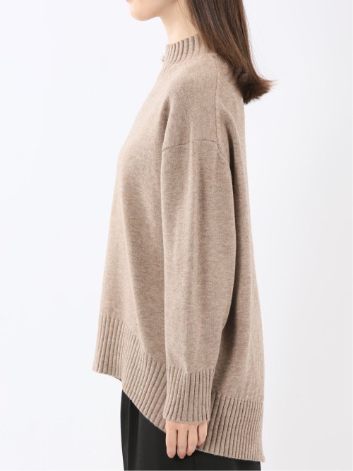 ウォッシャブル バックスリット ハイネックニットプルオーバー