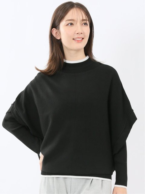 ハンドウォッシャブル ドルマン&リブハイネック ニットアンサンブル