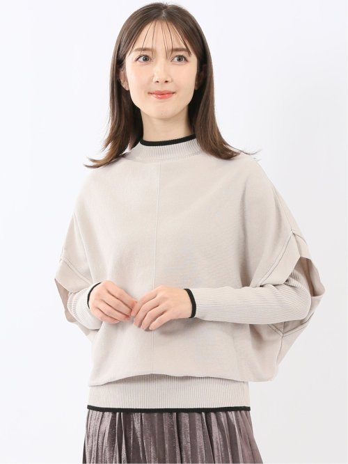 ハンドウォッシャブル ドルマン&リブハイネック ニットアンサンブル