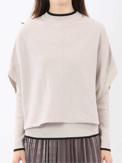 ハンドウォッシャブル ドルマン&リブハイネック ニットアンサンブル