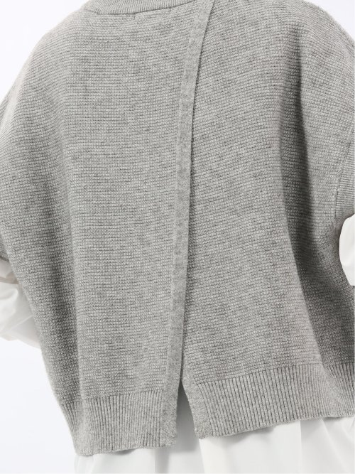 ウォッシャブル 地柄 バックスリット ニットベスト