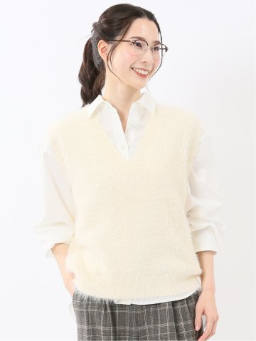 ハンドウォッシャブル フェザー Vネック ニットベスト