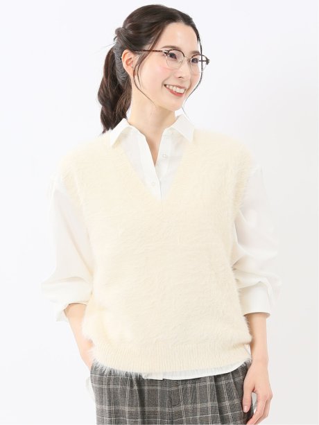 ハンドウォッシャブル フェザー Vネック ニットベスト