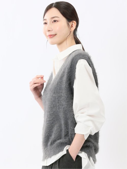 ハンドウォッシャブル フェザー Vネック ニットベスト