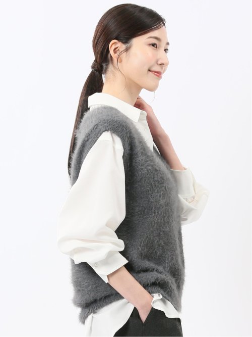 ハンドウォッシャブル フェザー Vネック ニットベスト