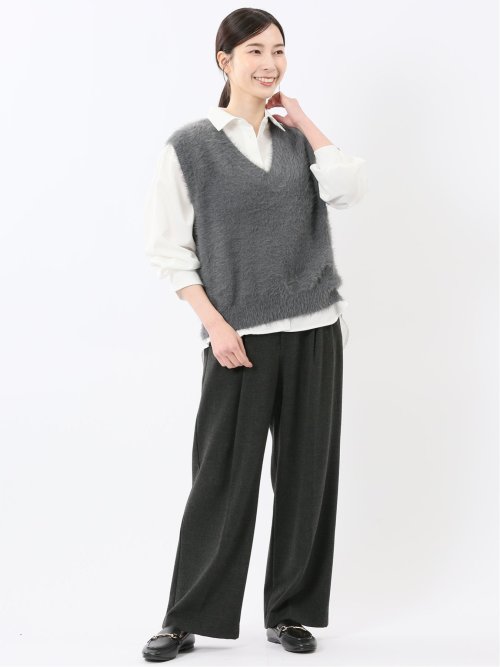 ハンドウォッシャブル フェザー Vネック ニットベスト