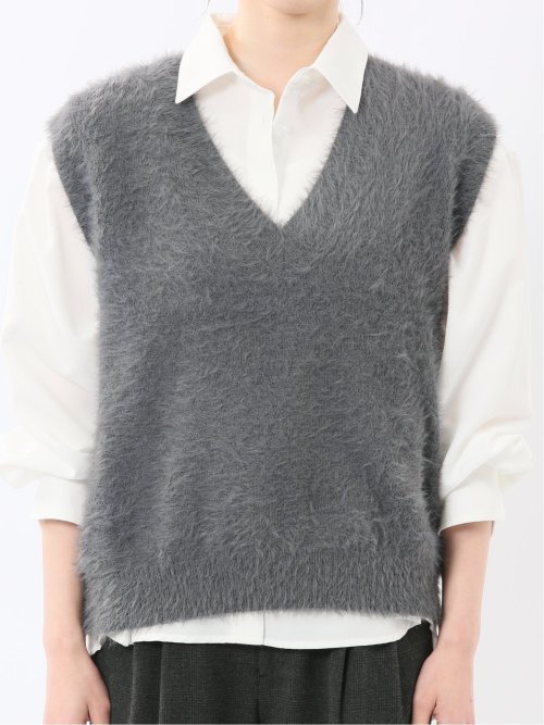 ハンドウォッシャブル フェザー Vネック ニットベスト