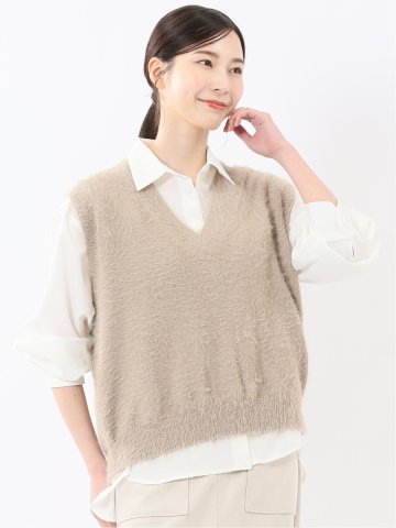 ハンドウォッシャブル フェザー Vネック ニットベスト