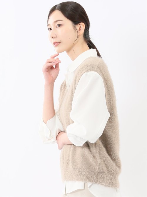 ハンドウォッシャブル フェザー Vネック ニットベスト