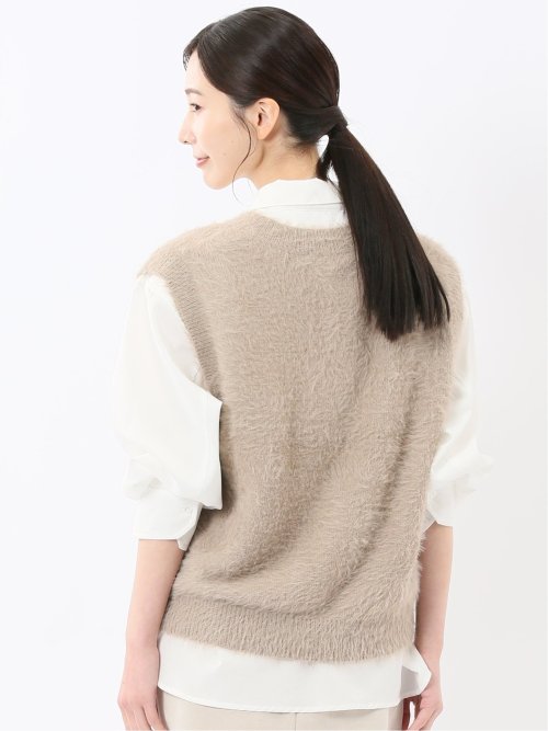 ハンドウォッシャブル フェザー Vネック ニットベスト