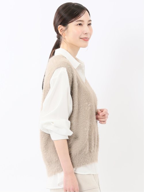 ハンドウォッシャブル フェザー Vネック ニットベスト