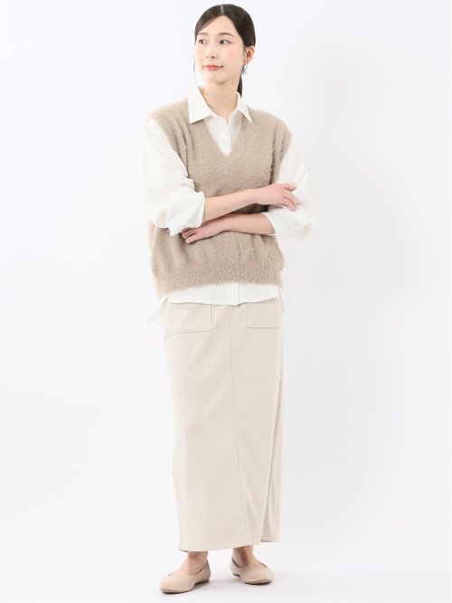 ハンドウォッシャブル フェザー Vネック ニットベスト