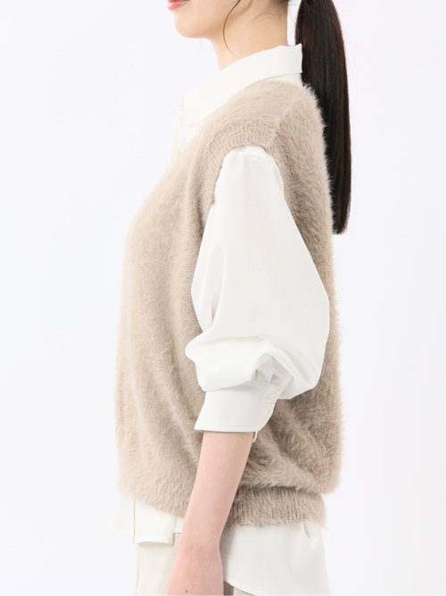 ハンドウォッシャブル フェザー Vネック ニットベスト