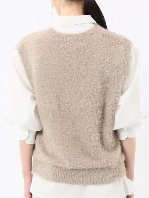 ハンドウォッシャブル フェザー Vネック ニットベスト