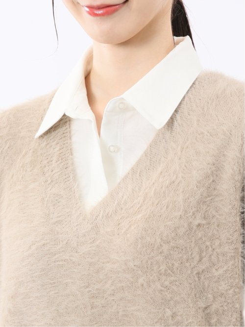 ハンドウォッシャブル フェザー Vネック ニットベスト