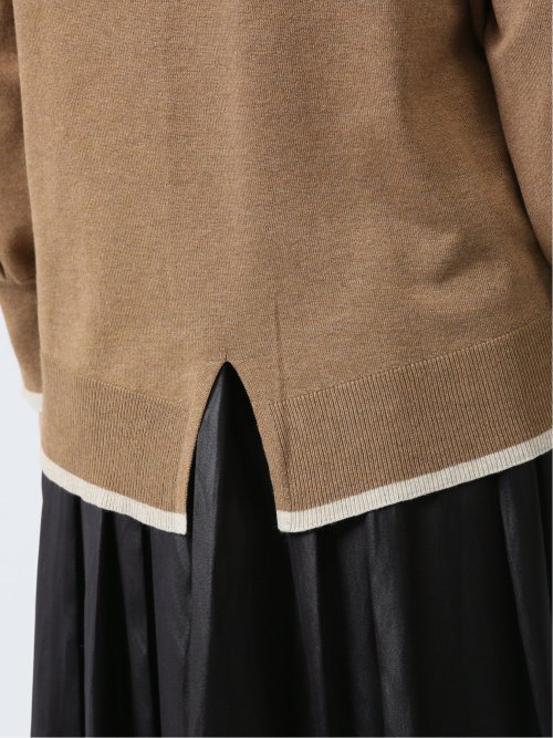 配色 クルーネック ニットプルオーバー