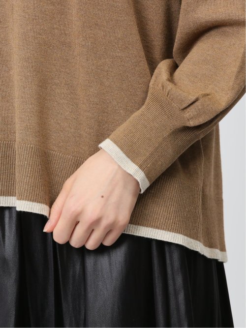 配色 クルーネック ニットプルオーバー