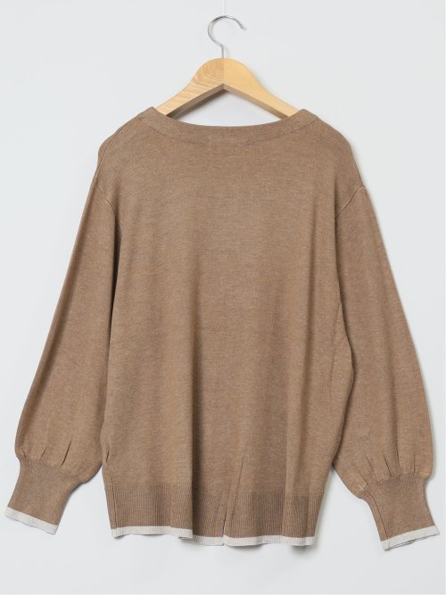 配色 クルーネック ニットプルオーバー
