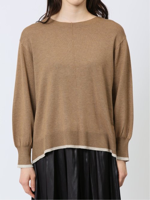 配色 クルーネック ニットプルオーバー