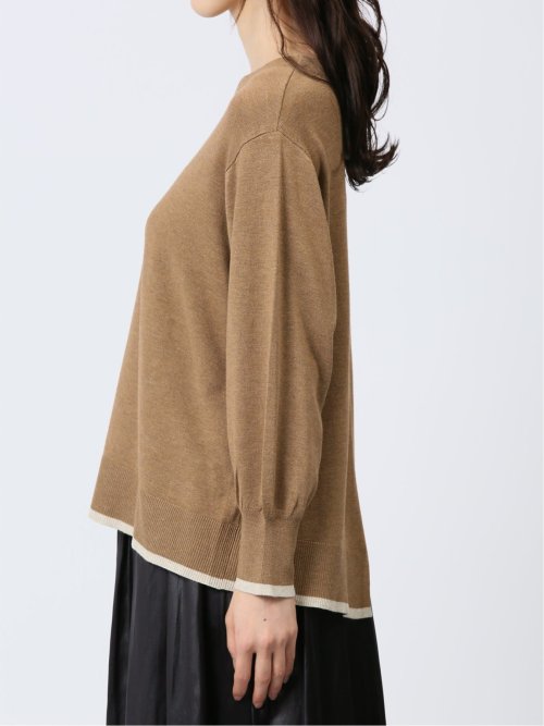 配色 クルーネック ニットプルオーバー