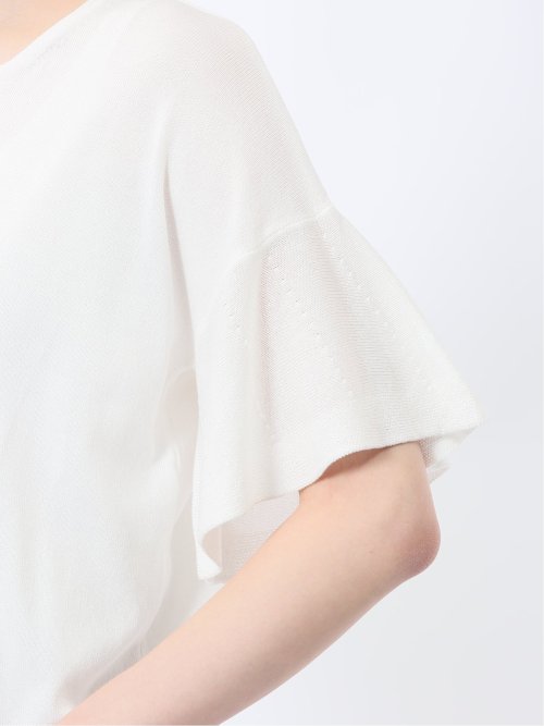 クルーネック フレア袖 ニットプルオーバー