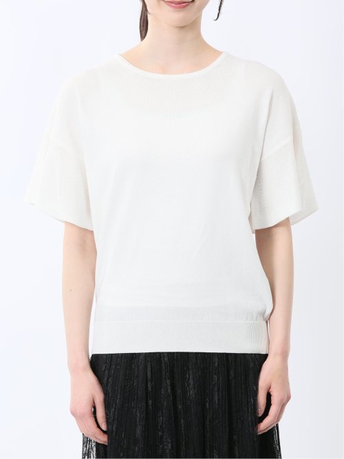 クルーネック フレア袖 ニットプルオーバー