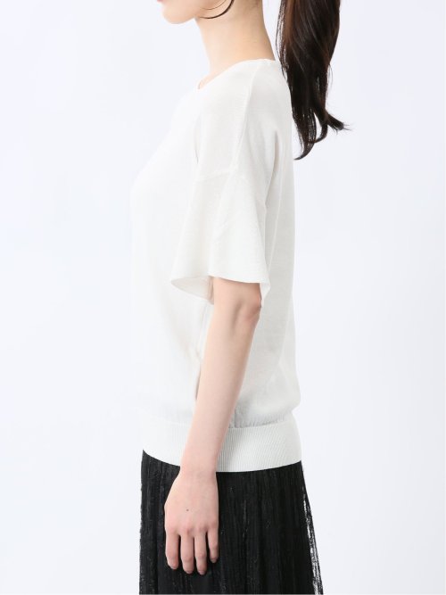 クルーネック フレア袖 ニットプルオーバー