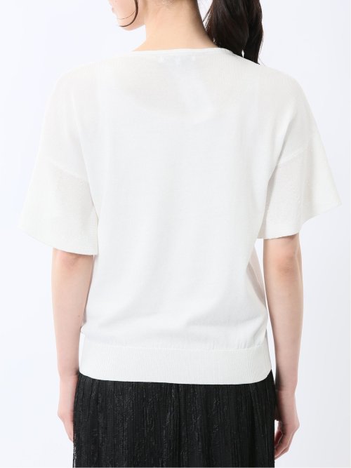 クルーネック フレア袖 ニットプルオーバー