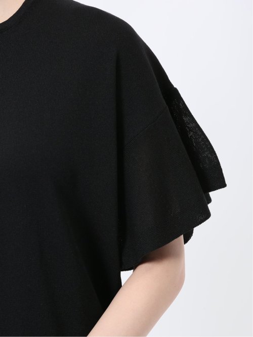 クルーネック フレア袖 ニットプルオーバー