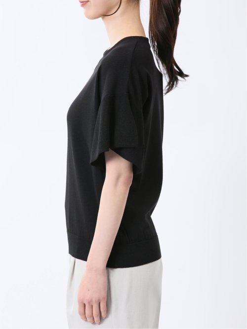 クルーネック フレア袖 ニットプルオーバー