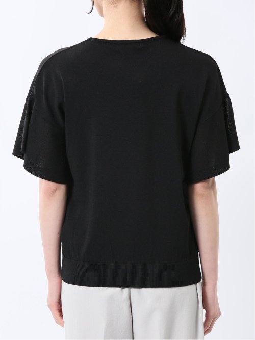 クルーネック フレア袖 ニットプルオーバー