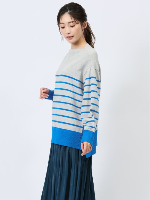 ボーダー ボトルネック ニットプルオーバー