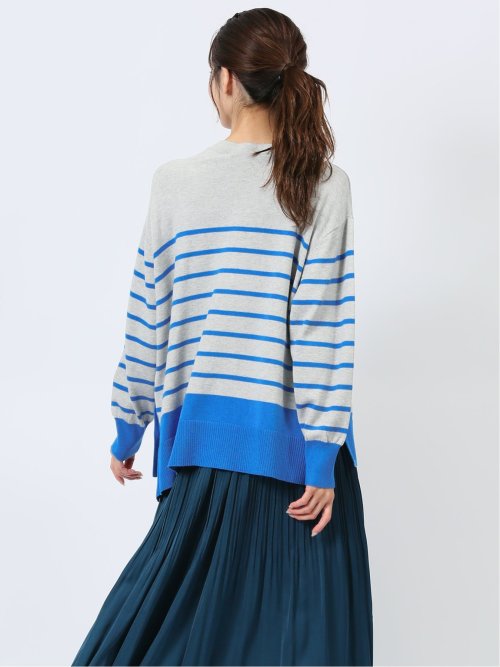 ボーダー ボトルネック ニットプルオーバー