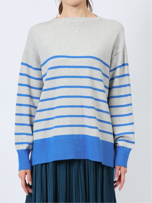 ボーダー ボトルネック ニットプルオーバー