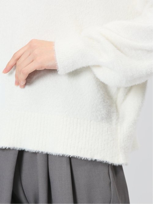 袖パフ フェザー ニットプルオーバー