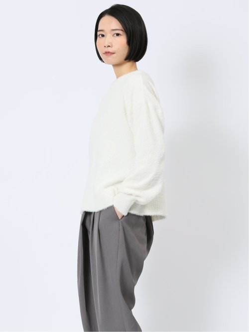 袖パフ フェザー ニットプルオーバー