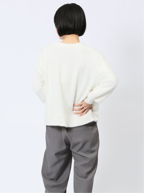 袖パフ フェザー ニットプルオーバー