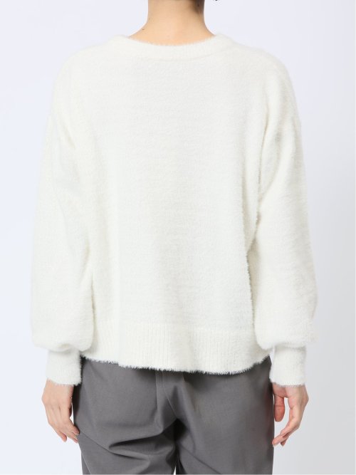 袖パフ フェザー ニットプルオーバー