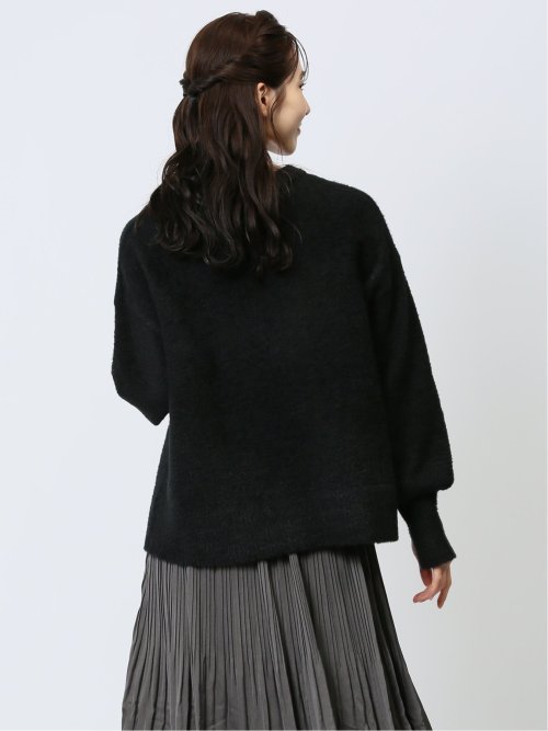 袖パフ フェザー ニットプルオーバー