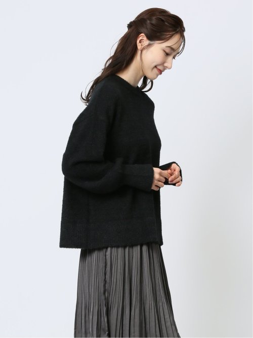 袖パフ フェザー ニットプルオーバー