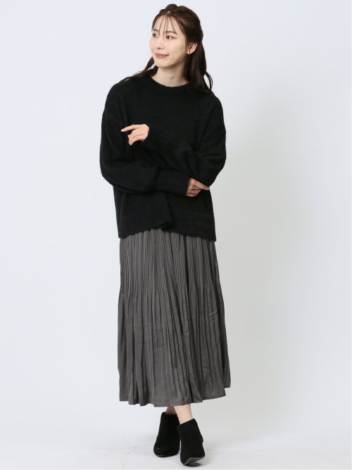 袖パフ フェザー ニットプルオーバー