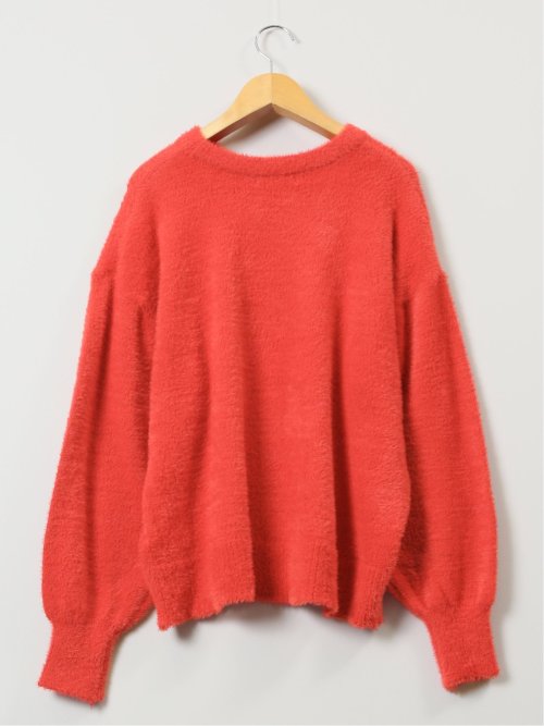 袖パフ フェザー ニットプルオーバー