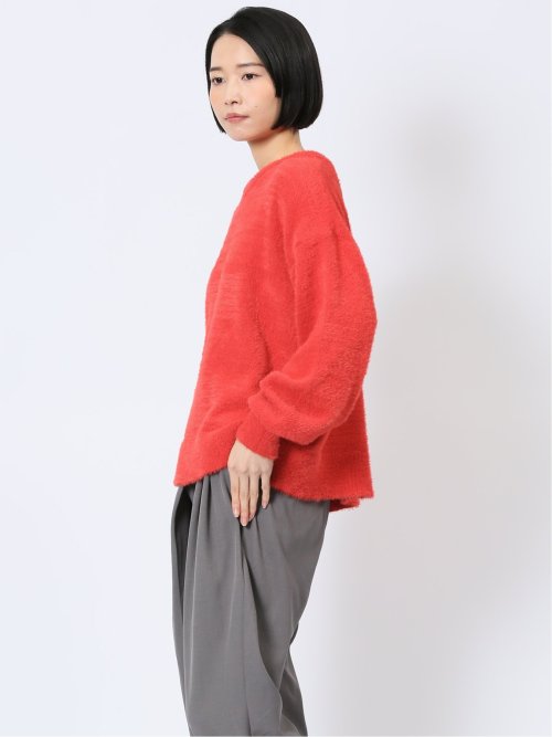 袖パフ フェザー ニットプルオーバー