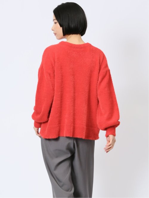 袖パフ フェザー ニットプルオーバー